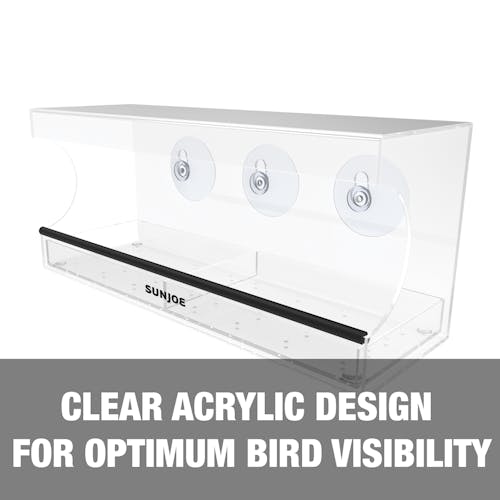 Clear acrylic design for optimum bird visibility.