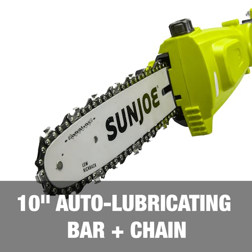 10-inch auto-lubricating bar and chain.