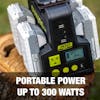 Portable power up to 300 watts.