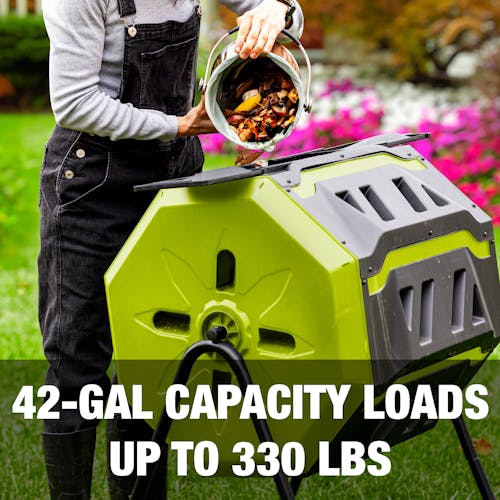 42-gallon capacity loads up to 330 pounds.