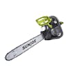 Angled view of the Sun Joe 100-volt 18-inch Cordless Brushless Handheld Chainsaw.
