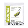 Packaging for the hardware pack, containing handle knobs and cable clips.