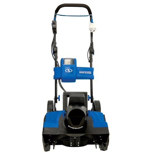 Front view of the Snow Joe 40-volt cordless brushless single stage snow blower.