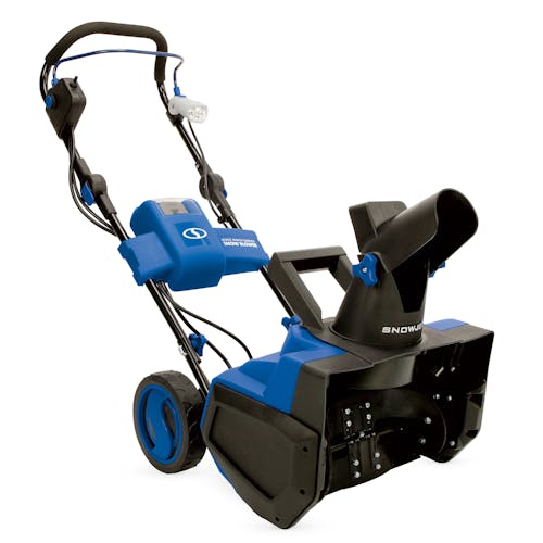 Angled view of the Snow Joe 40-volt cordless brushless single stage snow blower.