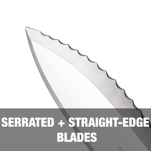 Serrated and straight edge blade.