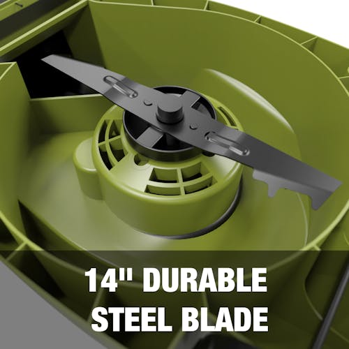 14-inch durable steel blades.