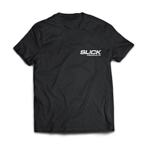 Slick Products Extra Small Black Race Team Tee. The brand name is in the pocket area on the front.