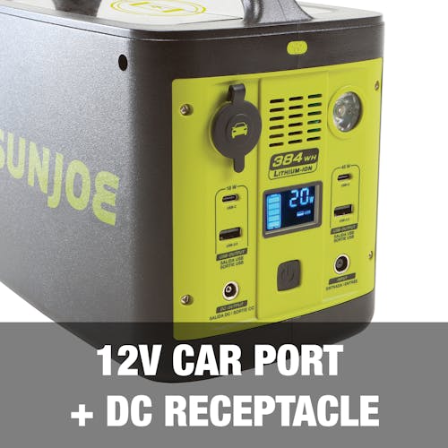 12-volt car port and DC receptacle.