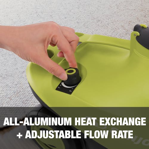All-aluminum heat exchange and adjustable flow rate.