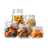EatNeat Set of 5 Airtight Mason Jars with glass lids filled with different foods.