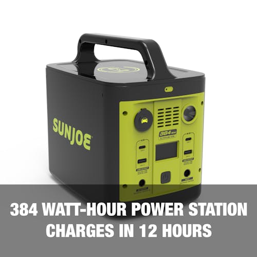 384-Wh power station charges in 12 hours.
