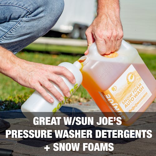 Great with Sun Joe's pressure washer detergents and snow foams.
