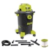 Sun Joe 1200-watt 5-gallon HEPA Filtration Wet/Dry Shop Vacuum with HEPA filter, nozzle attachments, and extension tubes.