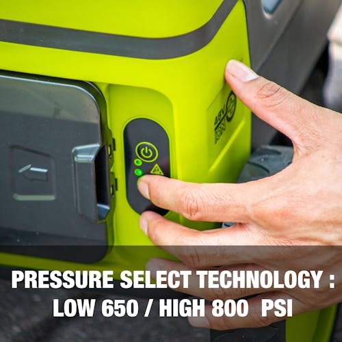 Pressure select technology: low of 650 PSI and a high of 800 PSI.