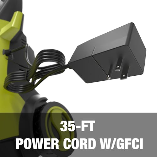 35-foot power cord comes with the Sun Joe 14.5-amp 2030 PSI Electric Pressure Washer.