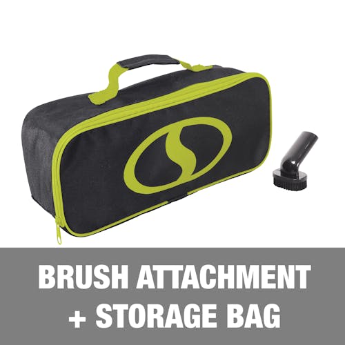 Brush attachment and storage bag.