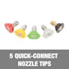 5 quick-connect nozzle tips.