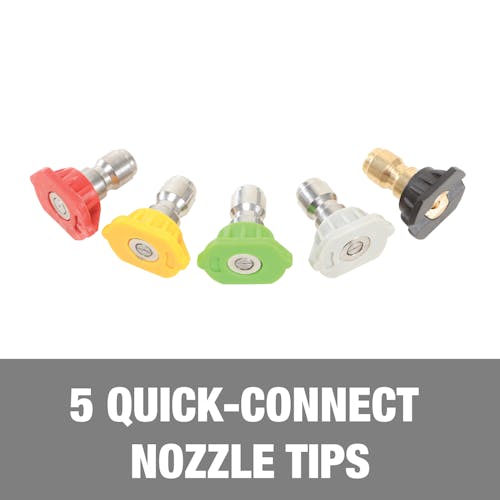 5 quick-connect nozzle tips.