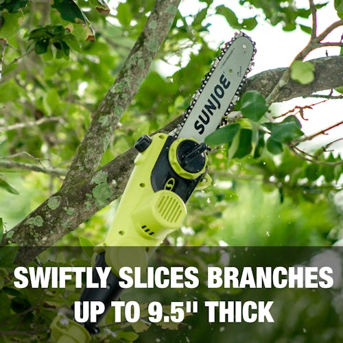 Swiftly slices branches up to 9.5-inches thick.