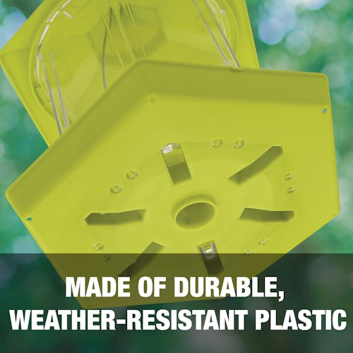 Made of durable weather-resistant plastic.