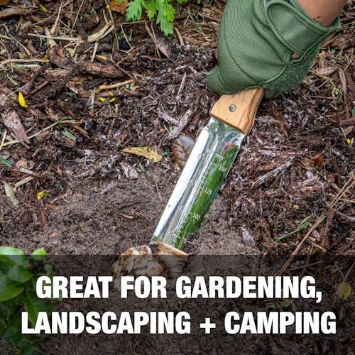 Great for gardening, landscaping, and camping.