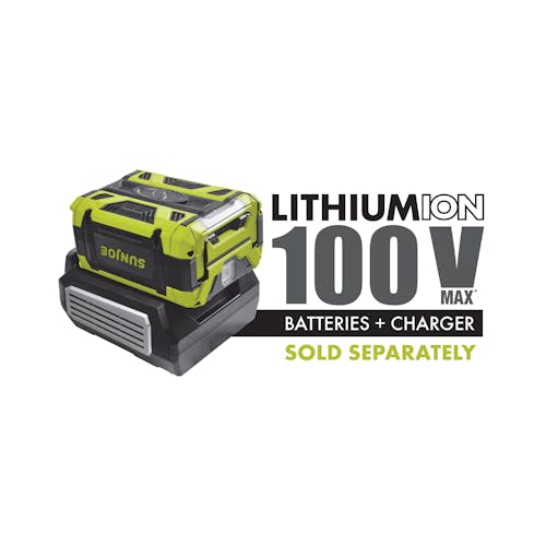 100-volt lithium-ion batteries and charger sold separately.