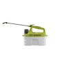 Sun Joe 4-volt 1-gallon Cordless All Purpose Chemical Sprayer with shoulder strap and charger.