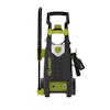Sun Joe 13-amp 1950 PSI Electric Pressure Washer, a 16-ounce cleaner and degreaser solution, and a microfiber towel.