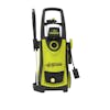 Sun Joe 13-amp 2200 PSI Extreme Clean Electric Pressure Washer with spray wand, hose, foam cannon, detergents, turbo nozzle, quick connect tips, utility brush, and rim brush.