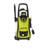 Sun Joe 13-amp 2200 PSI Extreme Clean Electric Pressure Washer with spray wand, hose, hose connecter, foam cannon, quick connect tips, turbo nozzle, detergents, utility brush, and rim brush.